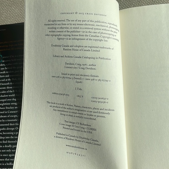Cataract City - Craig Davidson. Novel. Hardcover. - Picture 8 of 8